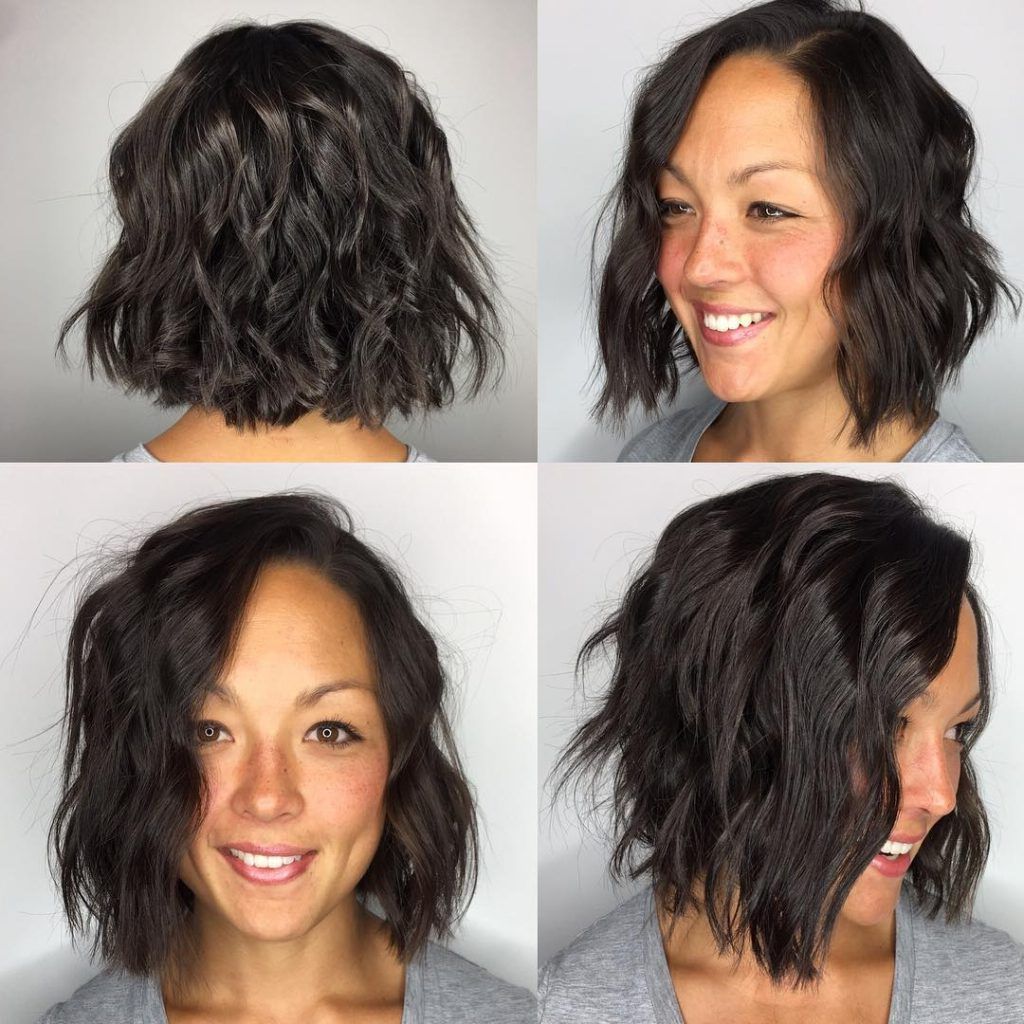 Women's Choppy Brunette Bob With Undone Wavy Texture Medium Length Pertaining To Tousled Wavy Bronde Bob Hairstyles (View 17 of 20)