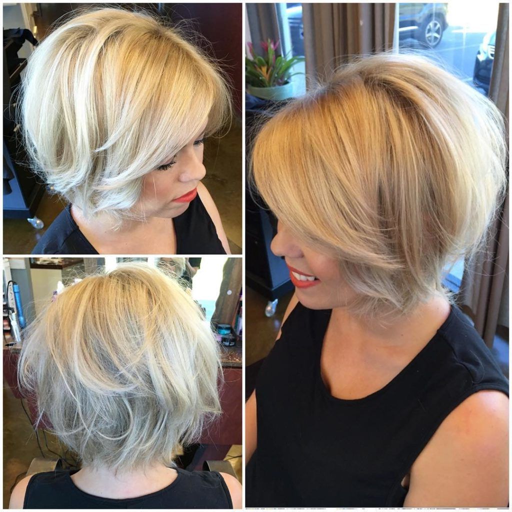 Women's Textured Blonde Blowout Bob With Body And Volume Short Hairstyle Inside Short Stacked Bob Blowout Hairstyles (View 1 of 20)