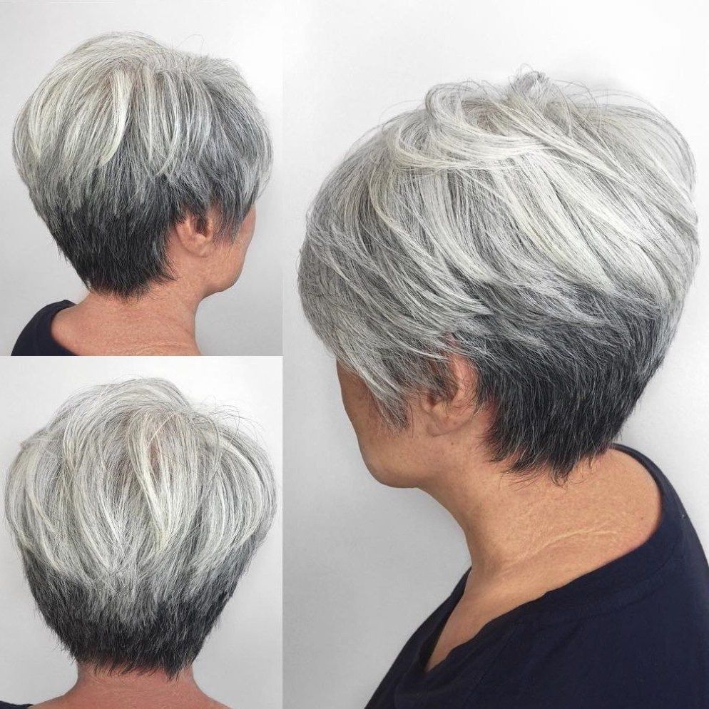 Photos Tapered Gray Pixie Hairstyles With Textured Crown