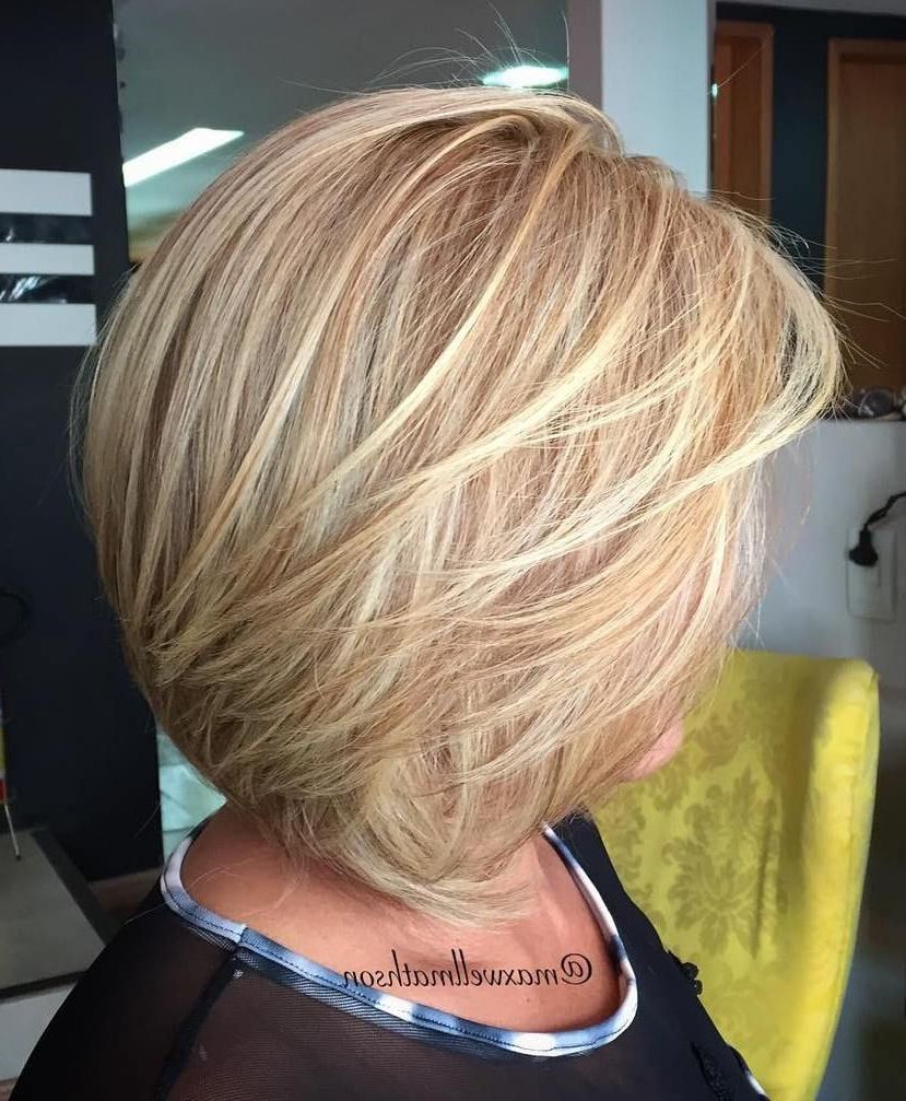 80 Best Modern Haircuts And Hairstyles For Women Over 50 | Hair Inside Honey Blonde Layered Bob Hairstyles With Short Back (View 5 of 20)