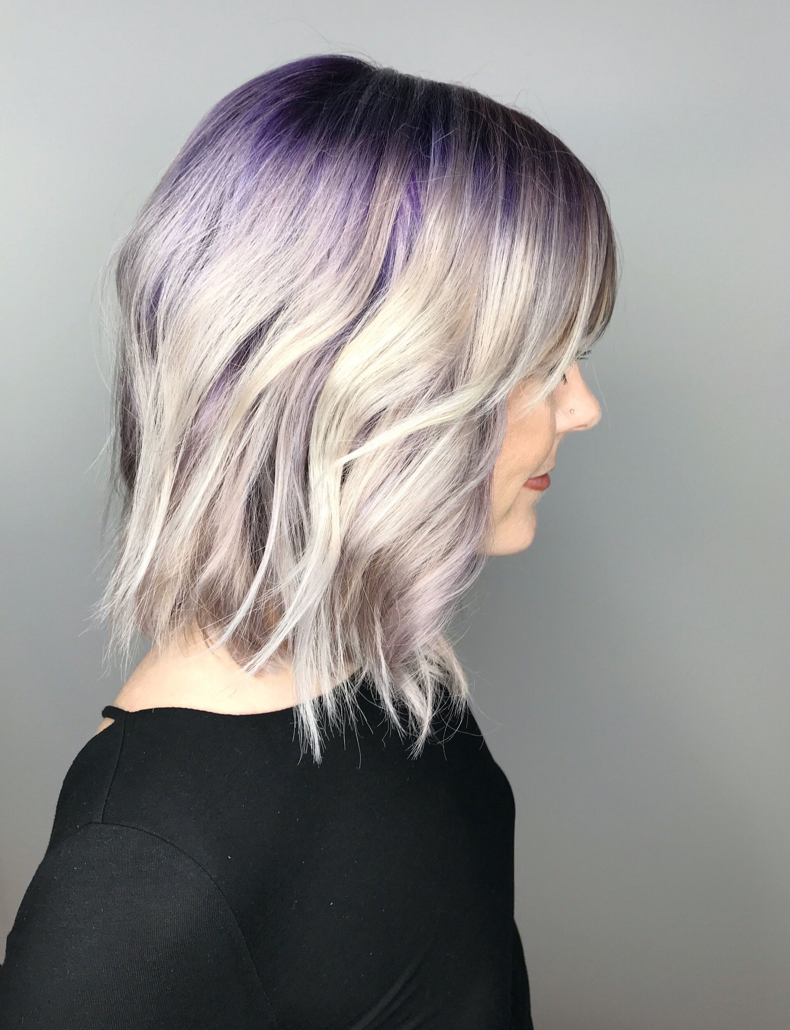 Aveda Demi Plus, Purple Shadow Root, Purple Hair, Purple Roots With Regard To Silver Bob Hairstyles With Hint Of Purple (View 4 of 20)