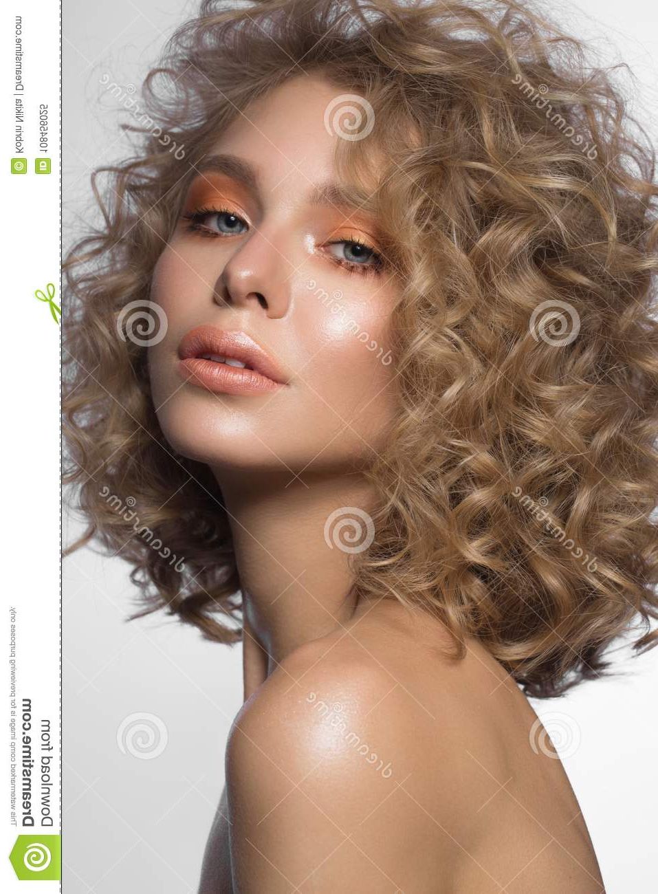 Beautiful Blonde Girl With Curls And Gentle Make Up (View 13 of 20)