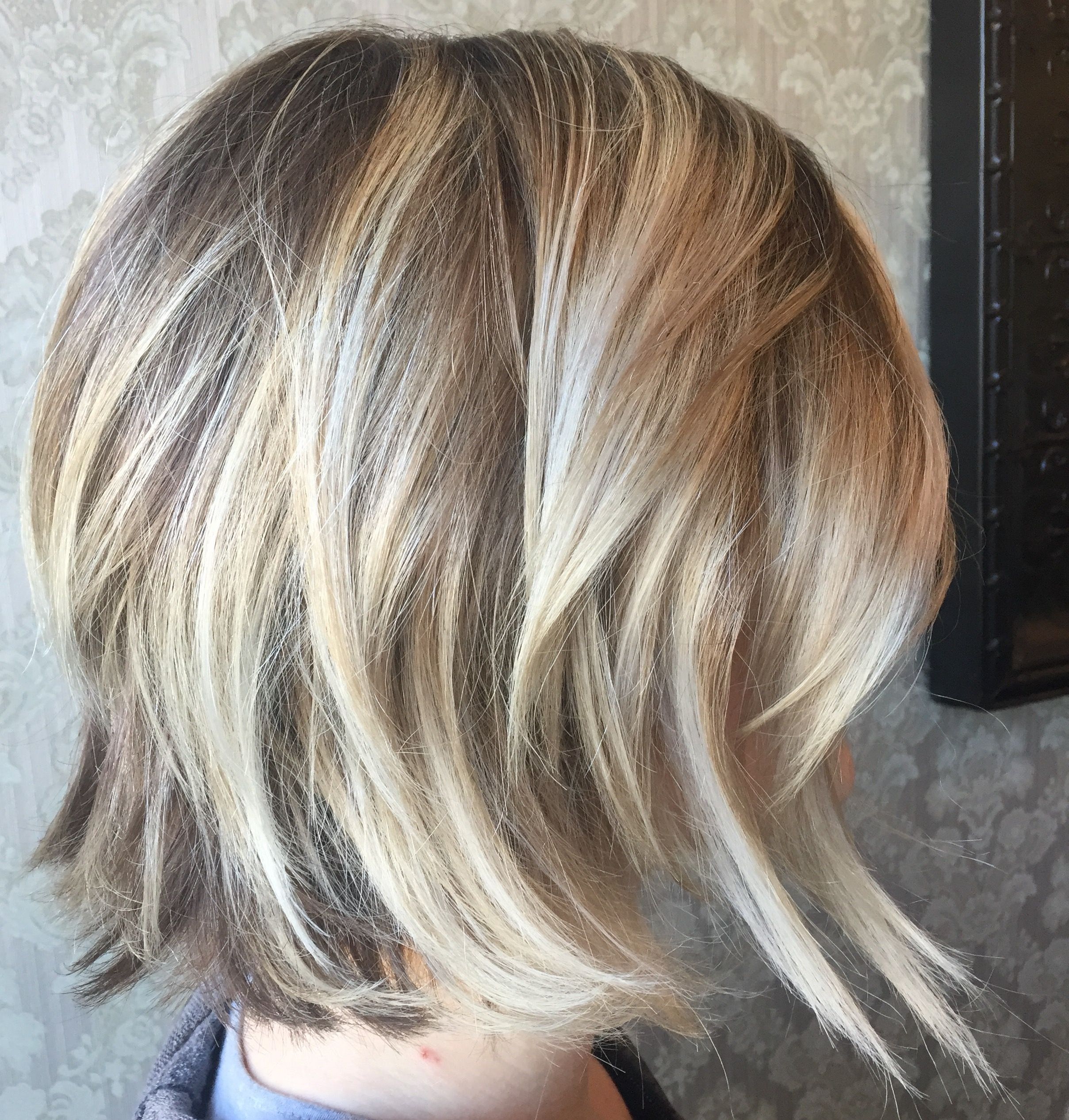 Blonde On Blonde Balayage Highlights, Angled Bob Haircut, Platinum Intended For Blonde Balayage Bob Hairstyles With Angled Layers (Gallery 2 of 20)