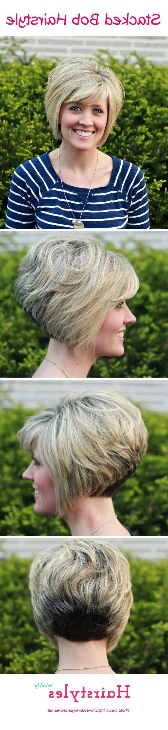 Gorgeous Stacked Bob Hairstyle With Side Swept Bangs For Thick Hair With Stacked Bob Hairstyles With Bangs (View 10 of 20)
