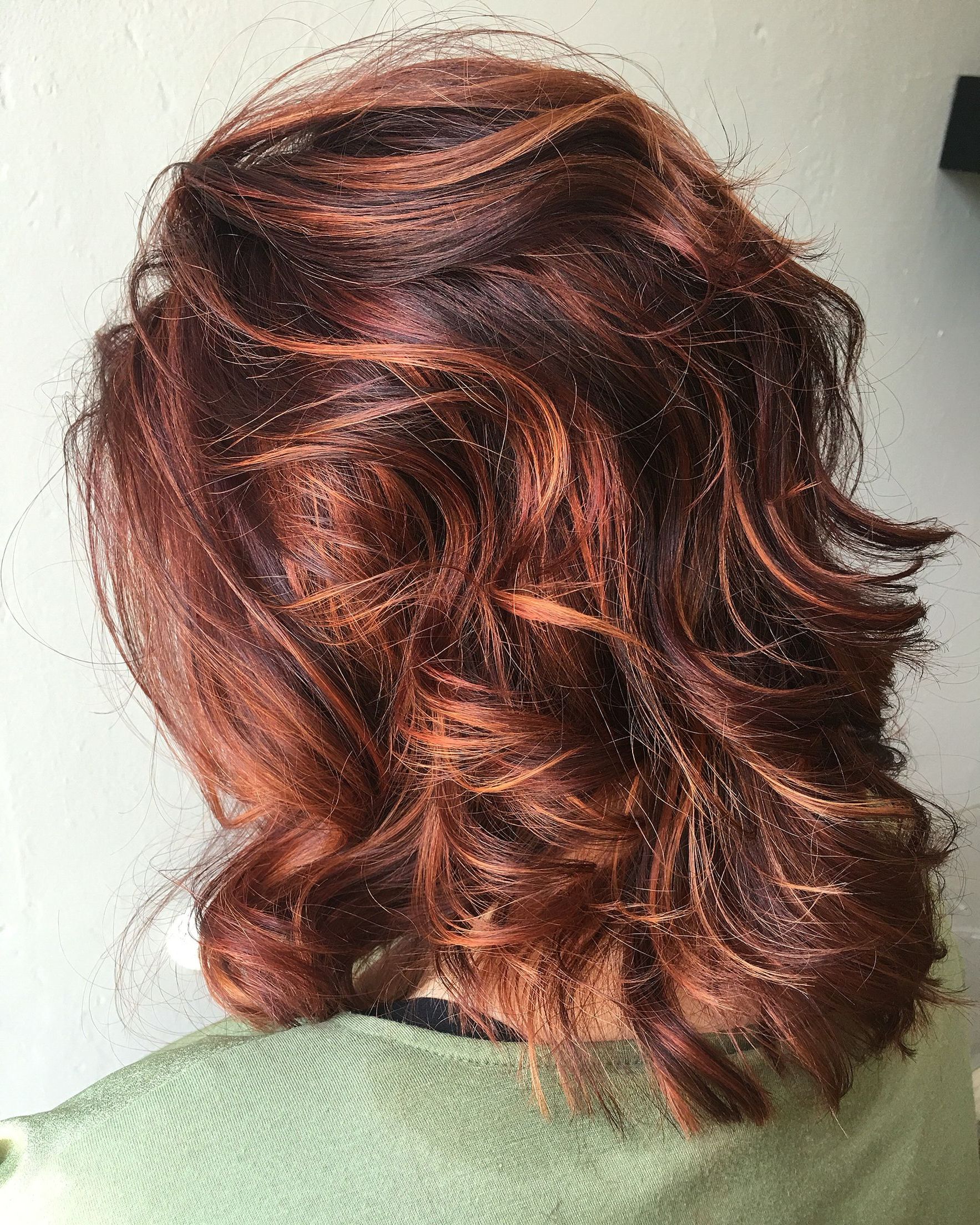 Rv Base With Copper/orange Highlights | Color, Curlz And Cuts Intended For Burnt Orange Bob Hairstyles With Highlights (Gallery 5 of 20)