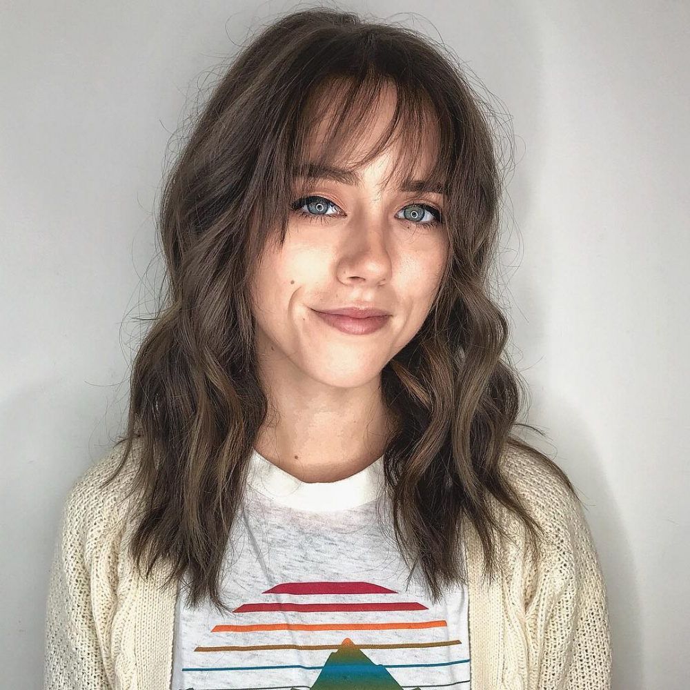 2017 Medium Hairstyles With A Fringe Intended For 53 Popular Medium Length Hairstyles With Bangs In  (View 1 of 20)