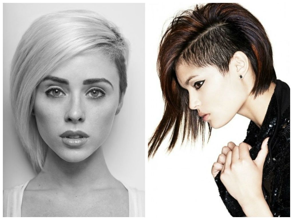 2018 Half Shaved Medium Hairstyles Throughout Shaved Side Asymmetrical Bob The One On The Right! Love (View 8 of 20)