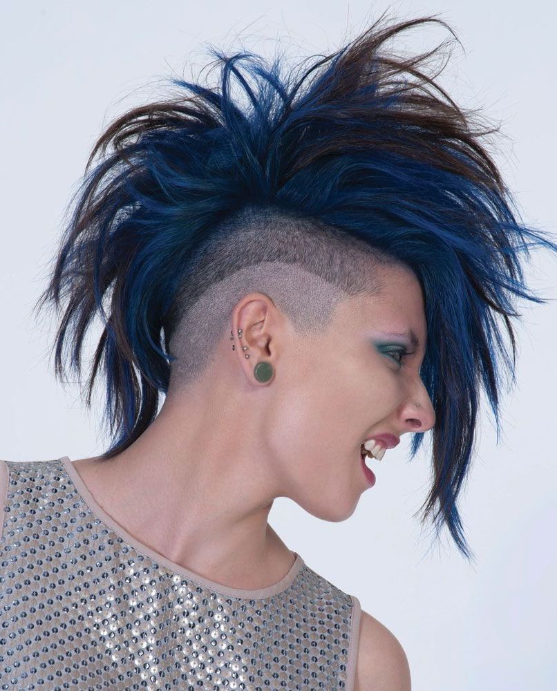 4 Edgy Styles: Mohawk, Pompadour & Undercut, Asymmetrical Pixie Inside Most Recent Textured Blue Mohawk Hairstyles (View 3 of 20)