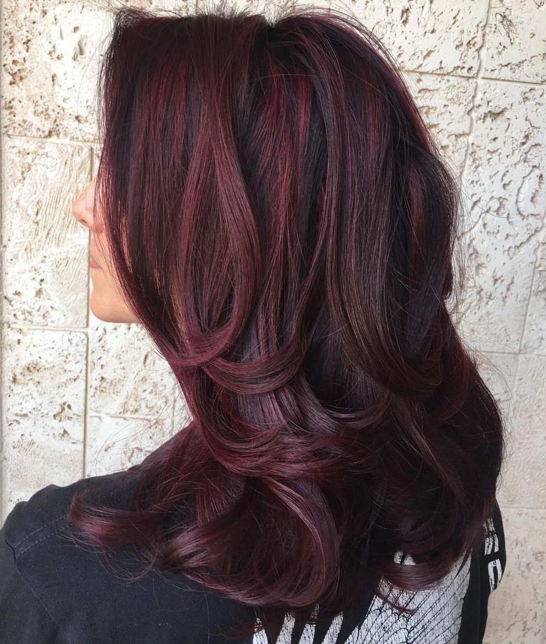 45 Shades Of Burgundy Hair: Dark Burgundy, Maroon, Burgundy With Red Pertaining To Best And Newest Burgundy Medium Hairstyles (View 2 of 20)