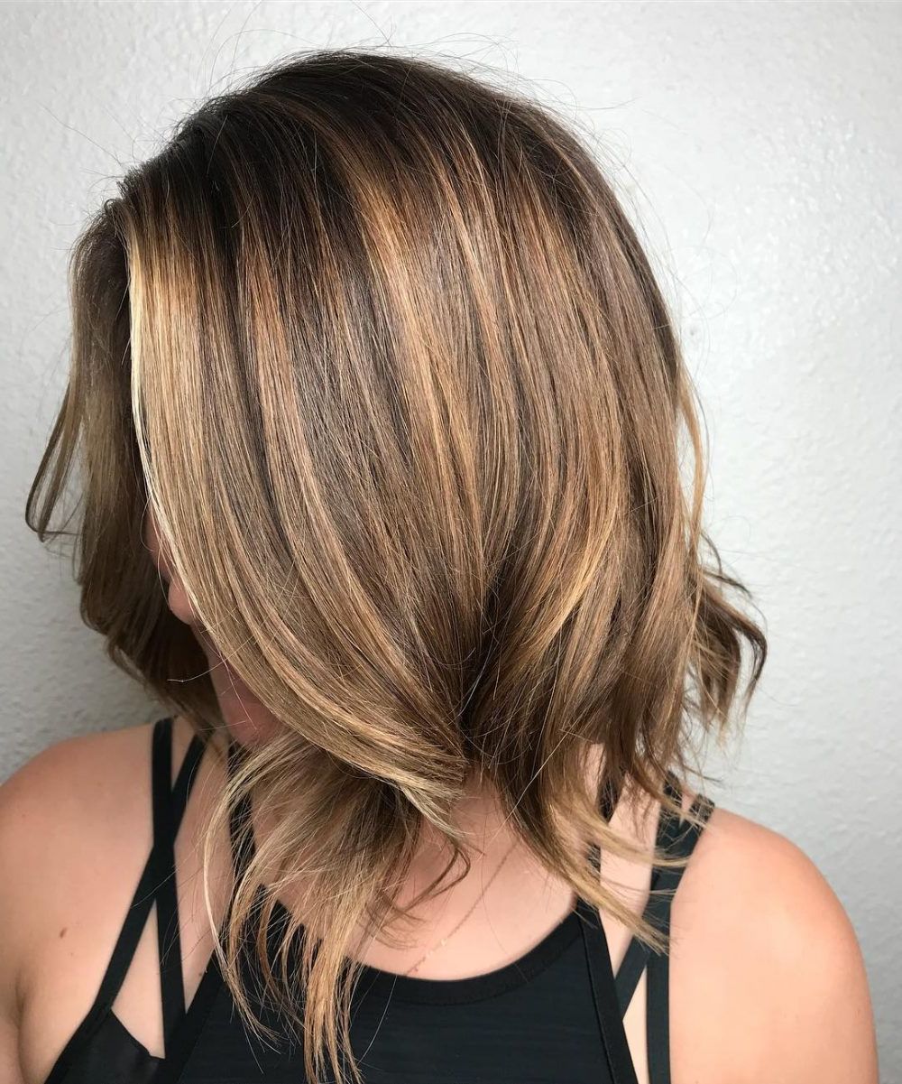 55 Perfect Hairstyles For Thick Hair (popular For 2019) In Popular Two Tier Caramel Blonde Lob Hairstyles (View 11 of 20)
