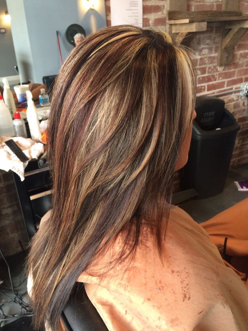 Can You Say Wow!! Dark Brown Blonde And Red Highlights And Lowlights For Most Current Brown And Blonde Feathers Hairstyles (View 9 of 20)