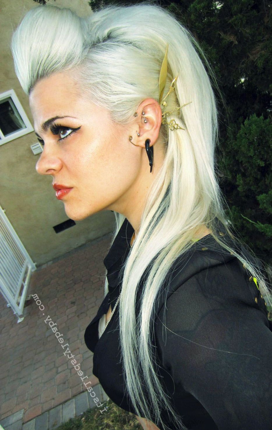 Current Punk Rock Princess Faux Hawk Hairstyles Pertaining To Steampunk High Fashion Teased White Blonde Beautiful Hair! Rock That (View 12 of 20)