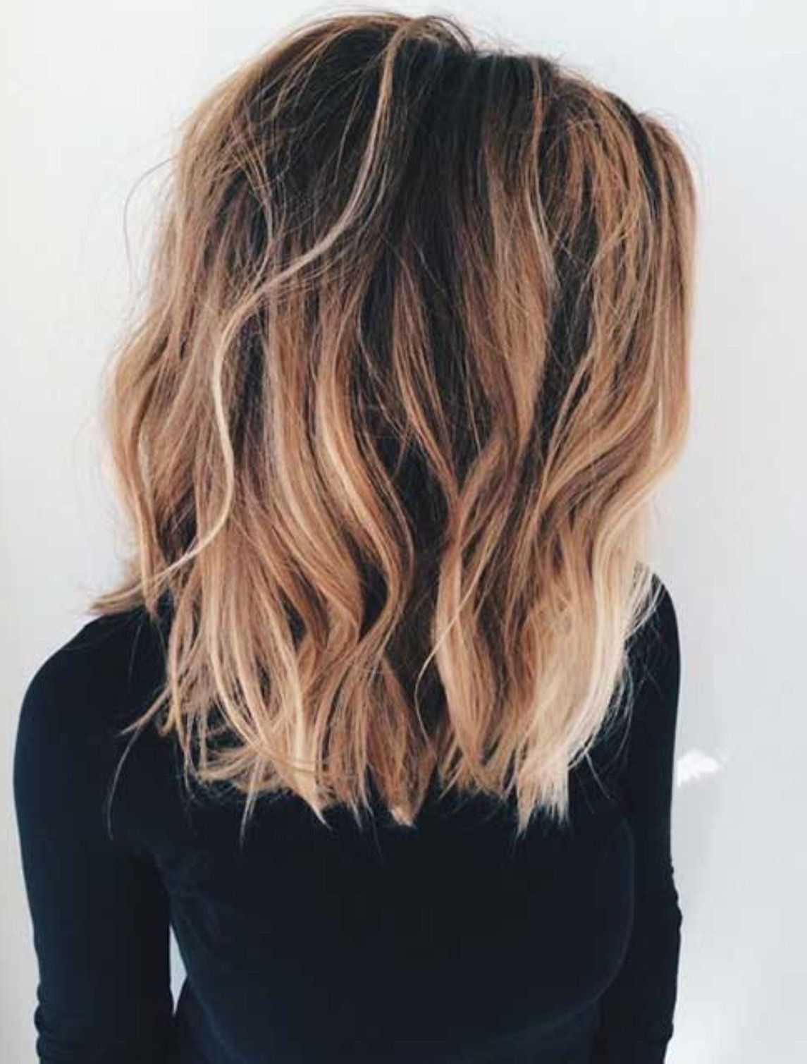 Fashionable Caramel Lob Hairstyles With Delicate Layers Pertaining To Long Bob With Long Layers– Dark Brown Roots With Caramel And Blonde (View 5 of 20)