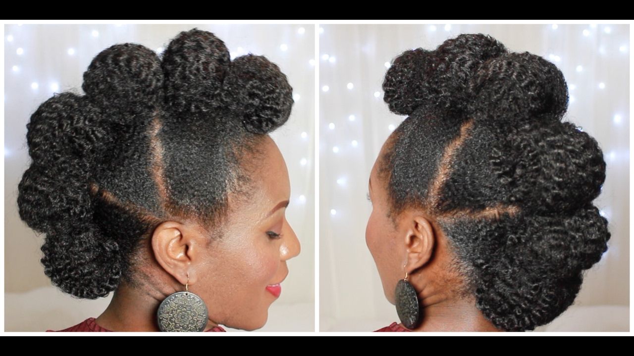 Faux Hawk Updo On 4c Natural Hair – Youtube Within 2017 Black Braided Faux Hawk Hairstyles (View 11 of 20)