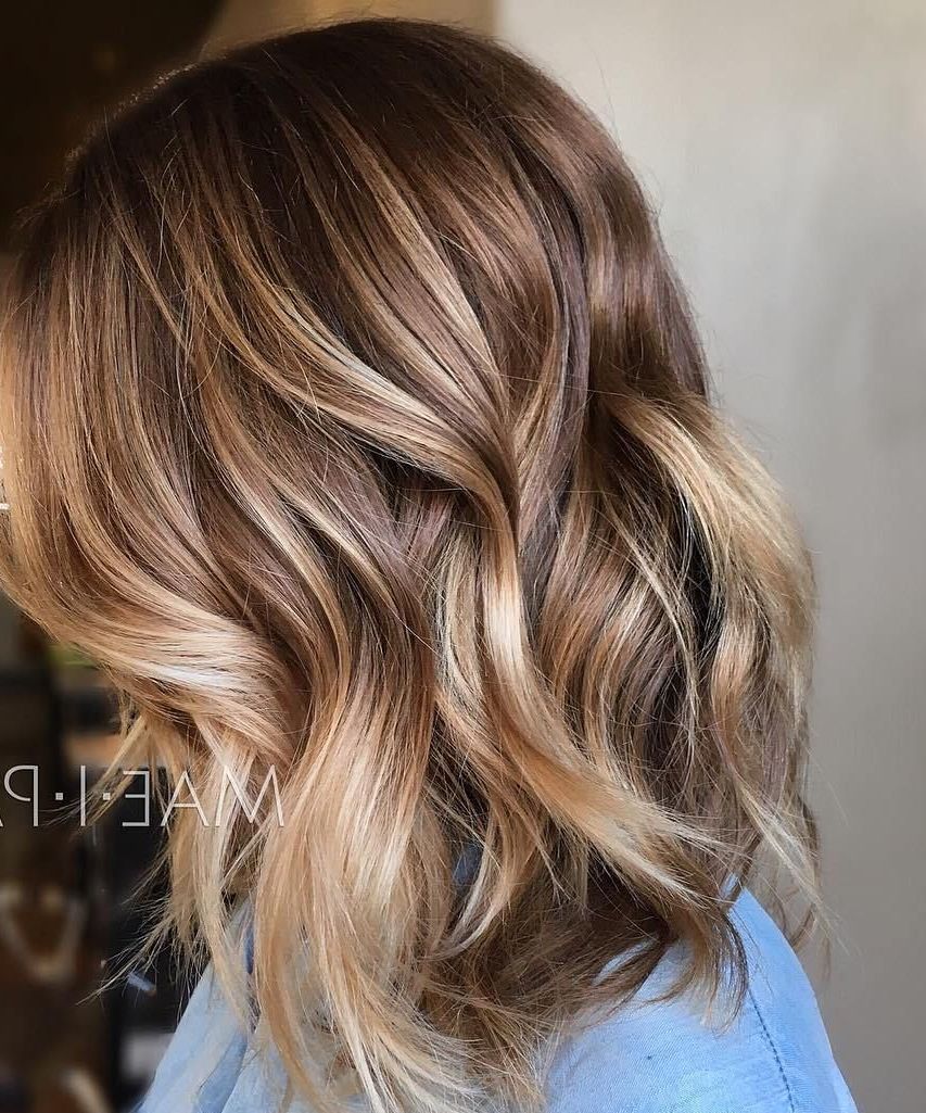 Latest Highlighted Medium Hairstyles Intended For 2018 – 2019 Highlights And Lowlights For Light Brown Hair #brown (View 18 of 20)