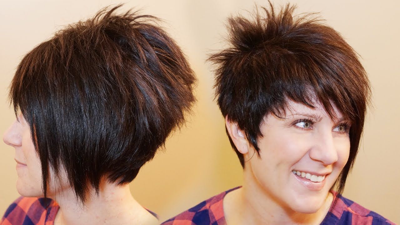 Most Current Medium Haircuts With One Side Longer Than The Other Regarding How To Cut Womens Hair // Short Pixie Assymetrical A Line Haircut (View 13 of 20)