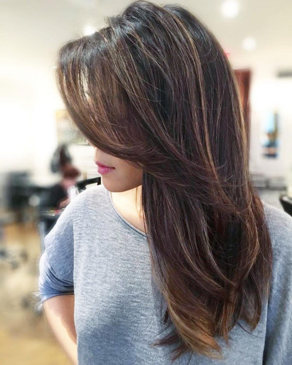 Most Recent Flipped Lob Hairstyles With Swoopy Back Swept Layers For Side Swept Bangs: 43 Ideas That Are Hot In  (View 20 of 20)