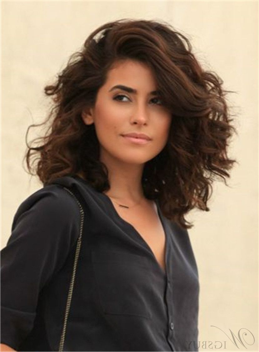 One Side Part Messy Large Voluminous Curles Wave Synthetic Hair Within Popular One Side Medium Haircuts (View 20 of 20)