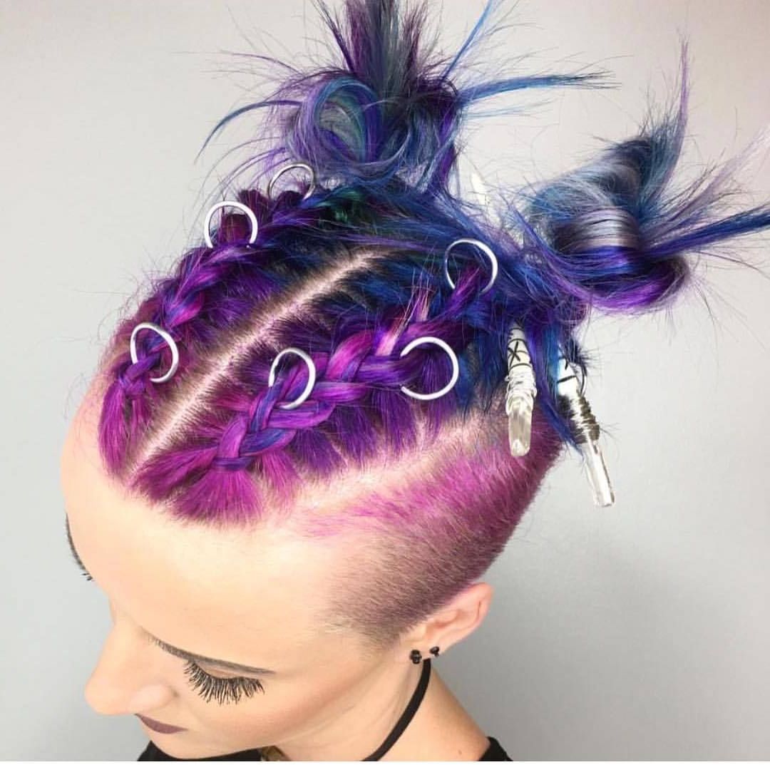 Purple And Blue Ombre Cornrows (View 11 of 20)