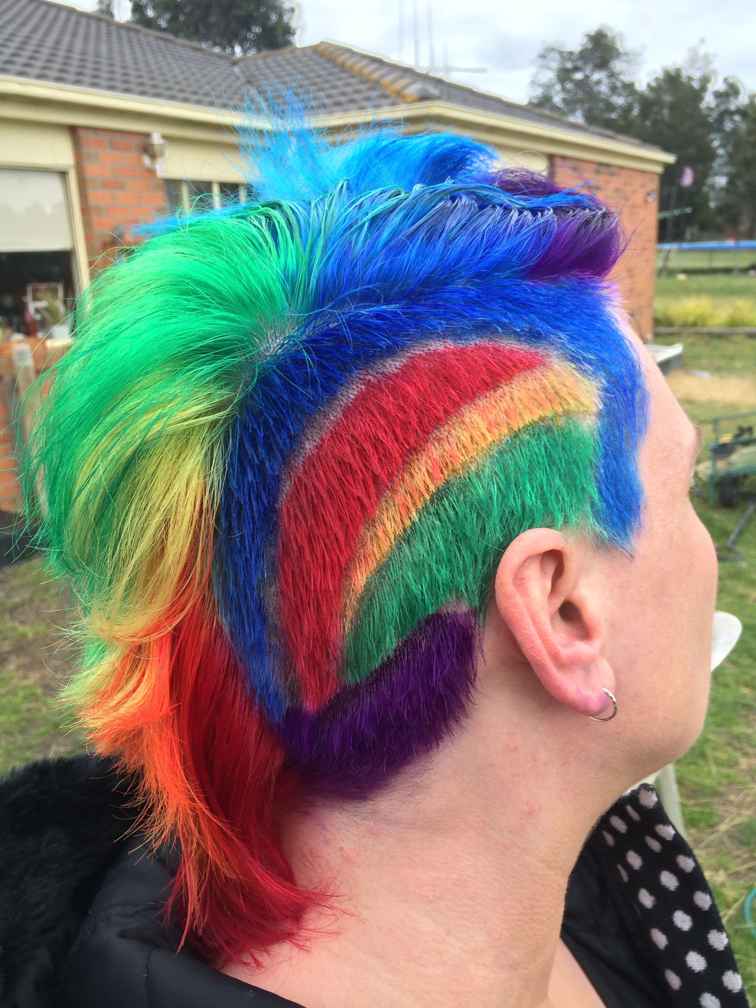 Rainbow #mohawk With The Sides Done Now For A Disco Party With Pass Regarding Best And Newest Rainbow Bright Mohawk Hairstyles (View 6 of 20)