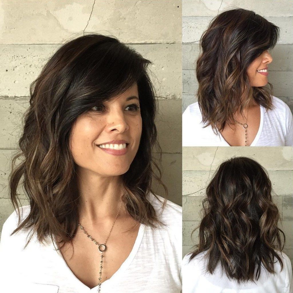 Wavy Medium Length Brunette Hairstyle (View 11 of 20)