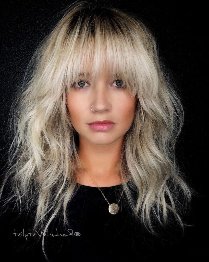 Women's Voluminous Blonde Layered Lob With Face Framing Fringe And In Preferred Voluminous Wavy Layered Hairstyles With Bangs (View 3 of 20)