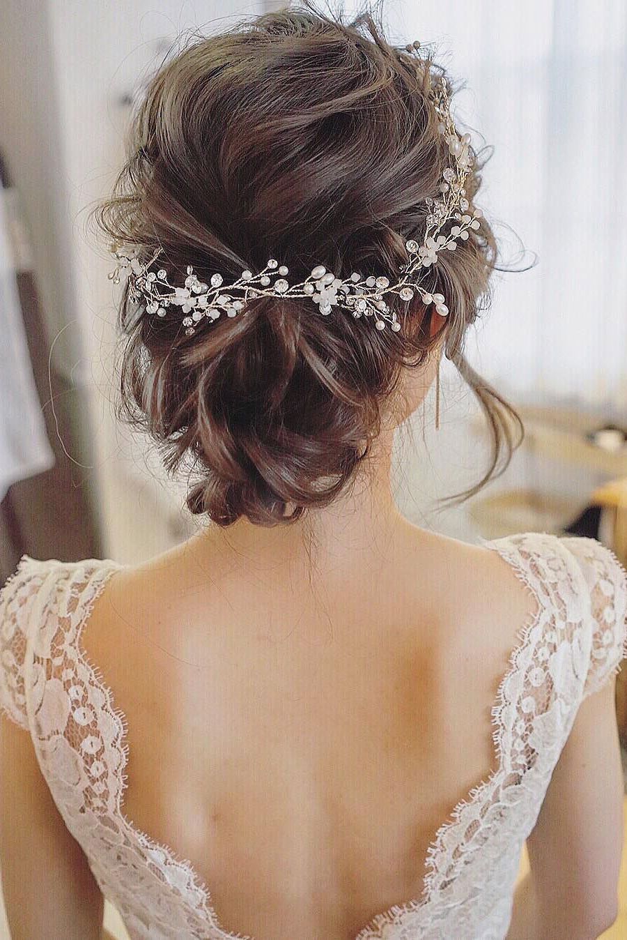 25 Chic Updo Wedding Hairstyles For All Brides Pertaining To Famous Sparkly Chignon Bridal Updos (View 18 of 20)