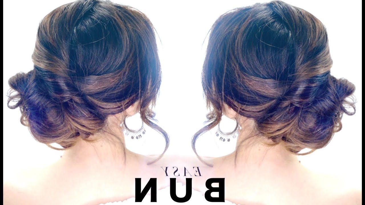 3 Minute Elegant Side Bun Hairstyle ☆ Easy Summer Updo Hairstyles Regarding Most Current Voluminous Curly Updo Hairstyles With Bangs (Gallery 19 of 20)