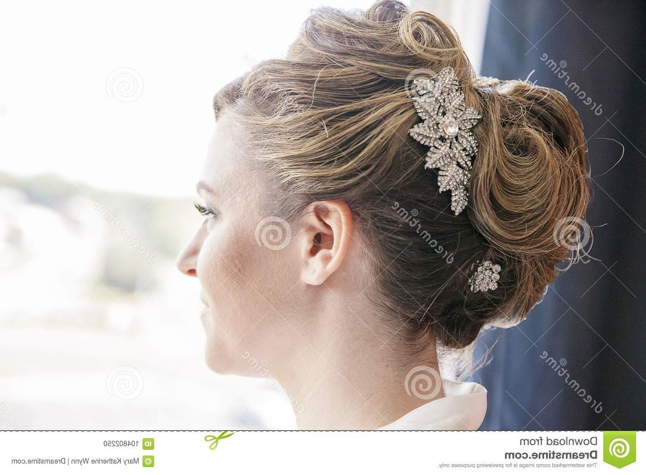 Bride Hairstyle Formal Updo Stock Photo – Image Of Prom, Beautiful Pertaining To Latest Sparkly Chignon Bridal Updos (View 17 of 20)