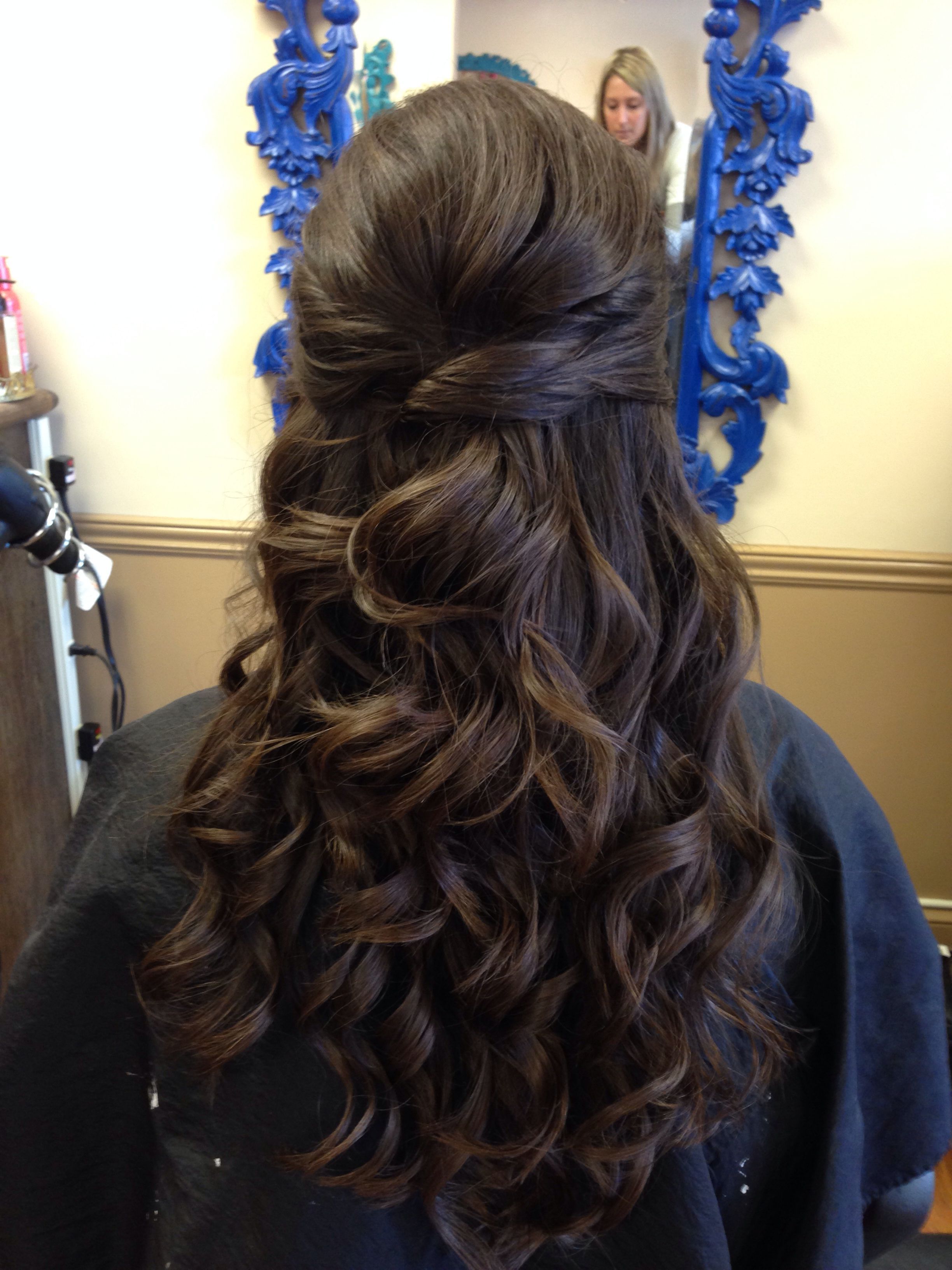 Current Twists And Curls In Bridal Half Up Bridal Hairstyles Inside Wedding Hair – Half Up, Curly, Brunette, Twist #wedding #hair (View 1 of 20)