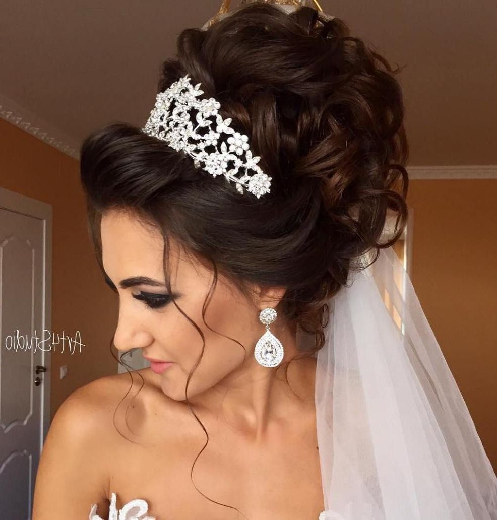 Face & Hair & Nails Regarding Fashionable Side Curls Bridal Hairstyles With Tiara And Lace Veil (View 5 of 20)