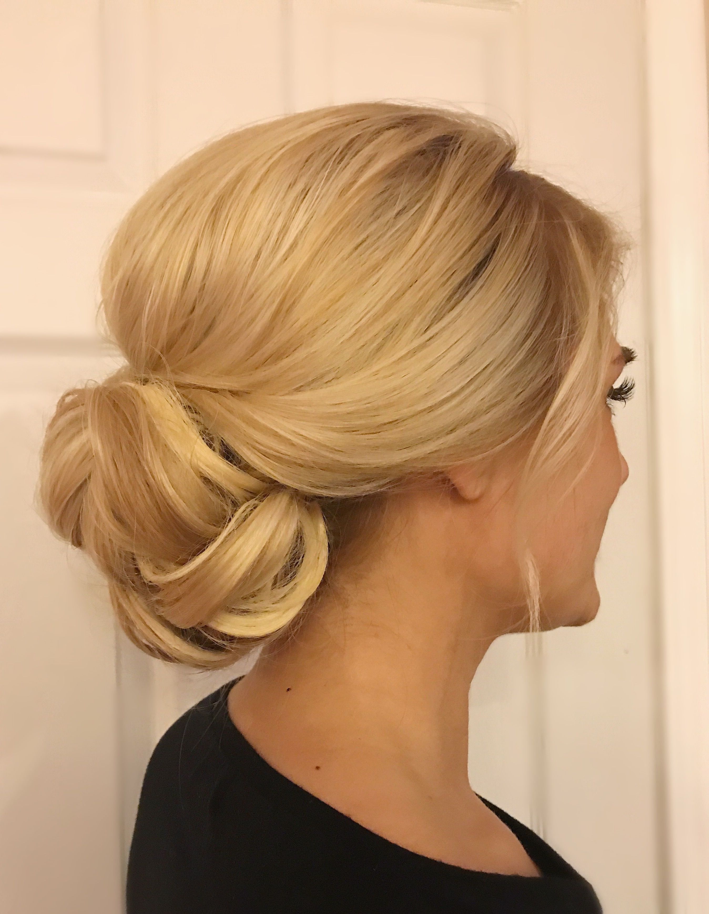 Famous Wavy Low Bun Bridal Hairstyles With Hair Accessory With Regard To Bridal Updo@shelbywhite Hmu, Low Bun, Wedding Hair (View 14 of 20)