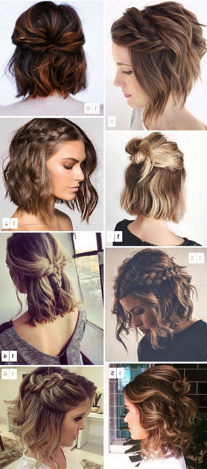 Fashionable Double Braided Look Wedding Hairstyles For Straightened Hair Pertaining To 16 Penteados Para Cabelos Curtos Populares No Pinterest (View 8 of 20)