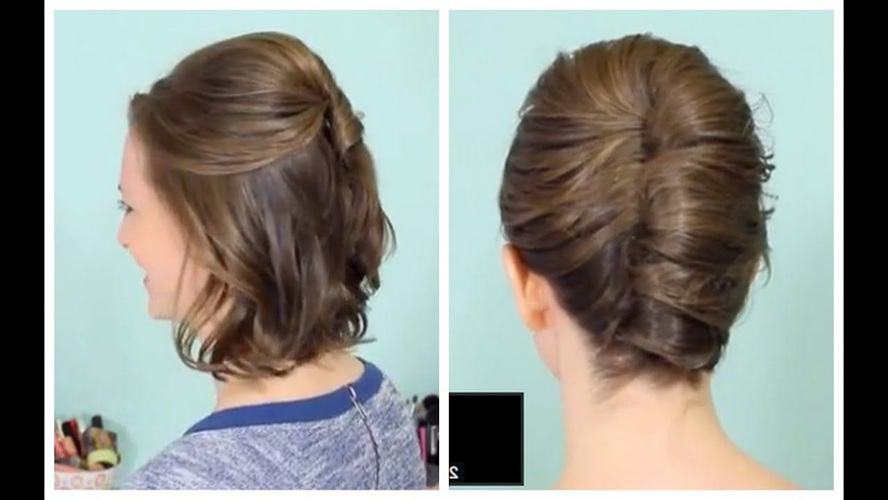 French Twist & Half Updo For Short Hair! – Youtube For Most Up To Date Simple Halfdo Wedding Hairstyles For Short Hair (View 11 of 20)