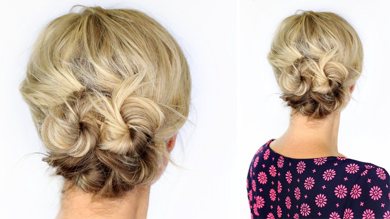 Knotted Updo For Short Hair – Youtube Pertaining To Most Recent Low Messy Chignon Bridal Hairstyles For Short Hair (View 11 of 20)