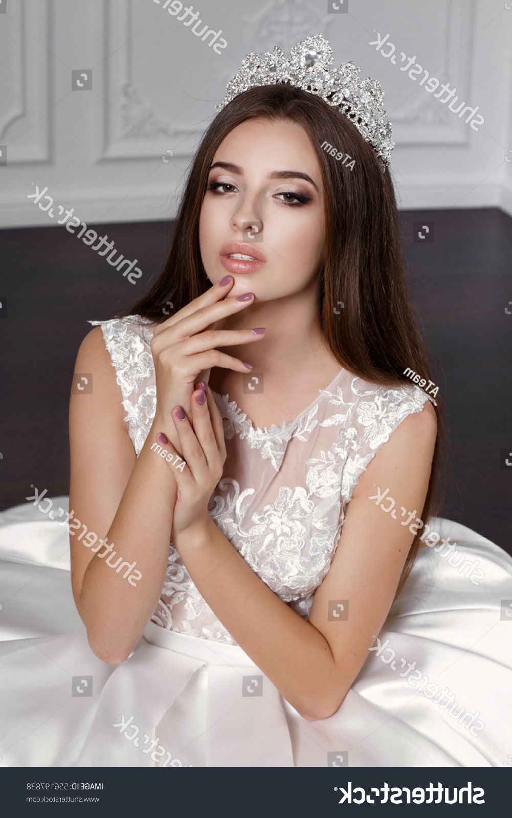 Most Recently Released Tender Shapely Curls Hairstyles For A Romantic Wedding Look Within Fashion Bride Gorgeous Wedding Dress Studio Stock Photo (edit Now (View 5 of 20)