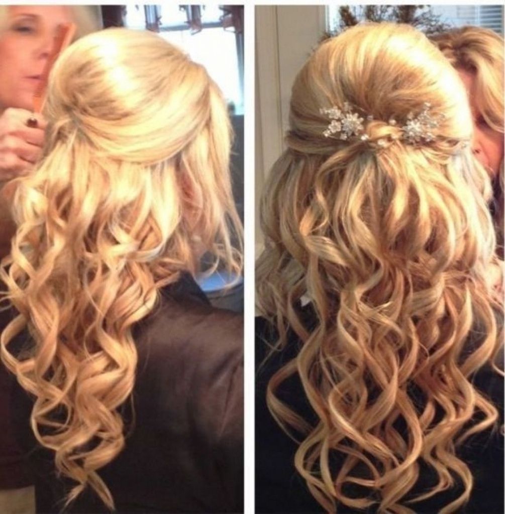 Newest Half Up Curly Hairstyles With Highlights Intended For Half Up Curly Hairstyles For Prom Prom Half Updos Long Hair Popular (View 4 of 20)