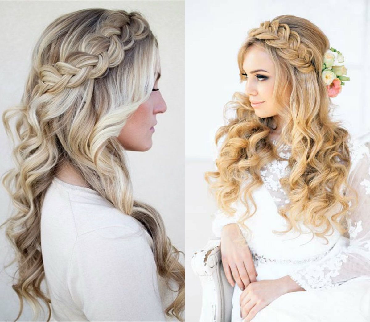 Perfect Wedding Hairstyles Down With Flower 86 For Inspirational Throughout Most Recently Released Floral Crown Half Up Half Down Bridal Hairstyles (View 15 of 20)