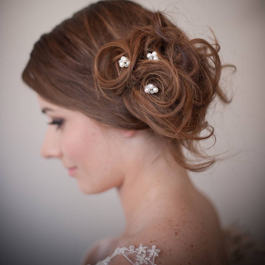 Set Of Pearl Blossom Wedding Hair Pinschez Bec Inside Well Known Pearls Bridal Hairstyles (View 10 of 20)