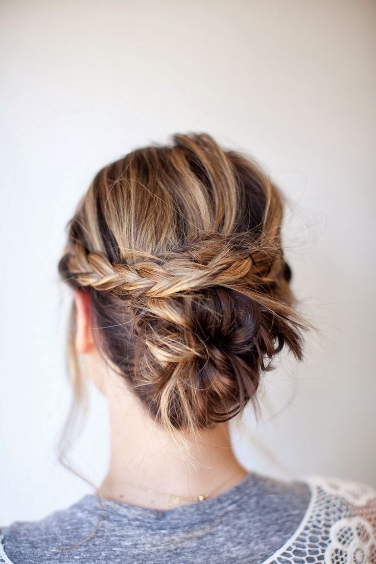 Widely Used Low Messy Chignon Bridal Hairstyles For Short Hair Inside Low, Messy Bun With Braid Detail (View 10 of 20)
