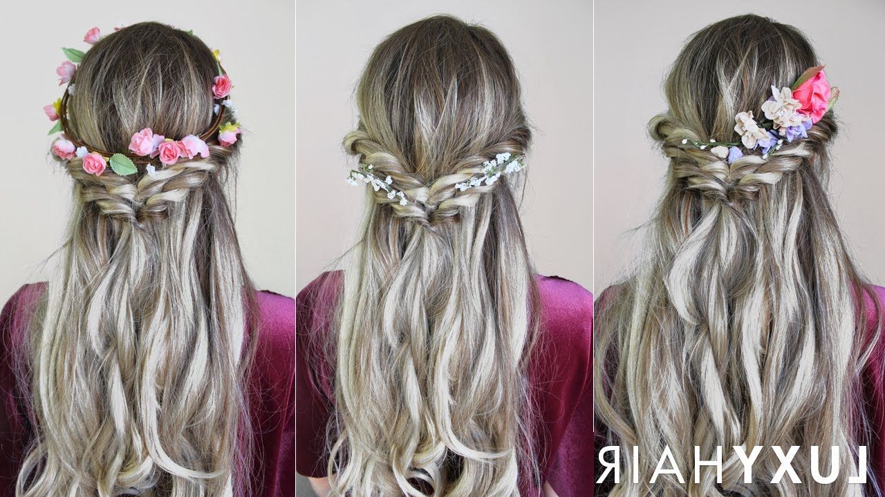 2017 Curled Floral Prom Updos Within Easy & Quick Hairstyle With Flowers (perfect For Spring & Summer (View 9 of 20)