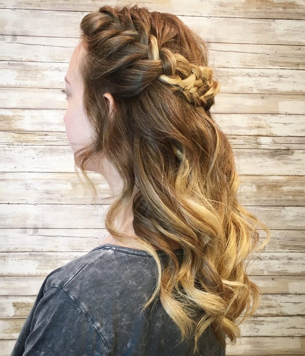 2018 Braided And Twisted Off Center Prom Updos Intended For 32 Cutest Prom Hairstyles For Medium Length Hair For  (View 15 of 20)