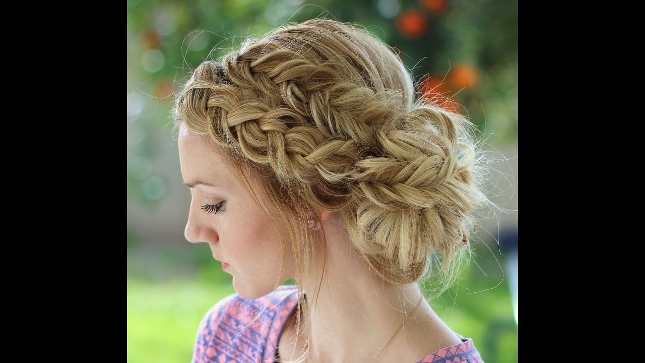 How To: Dutch Braid And Dutch Fishtail Braid Messy Bun – Youtube In Popular Formal Dutch Fishtail Prom Updos (View 1 of 20)