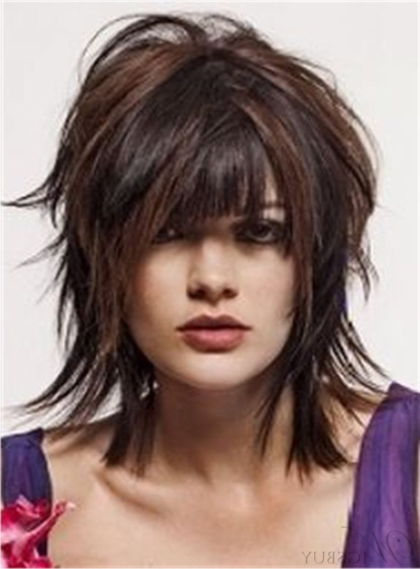 Attractive Straight Layered Haircut Synthetic Hairstyle With Bangs For Trendy Straight Graded Haircuts With Layering (View 11 of 20)