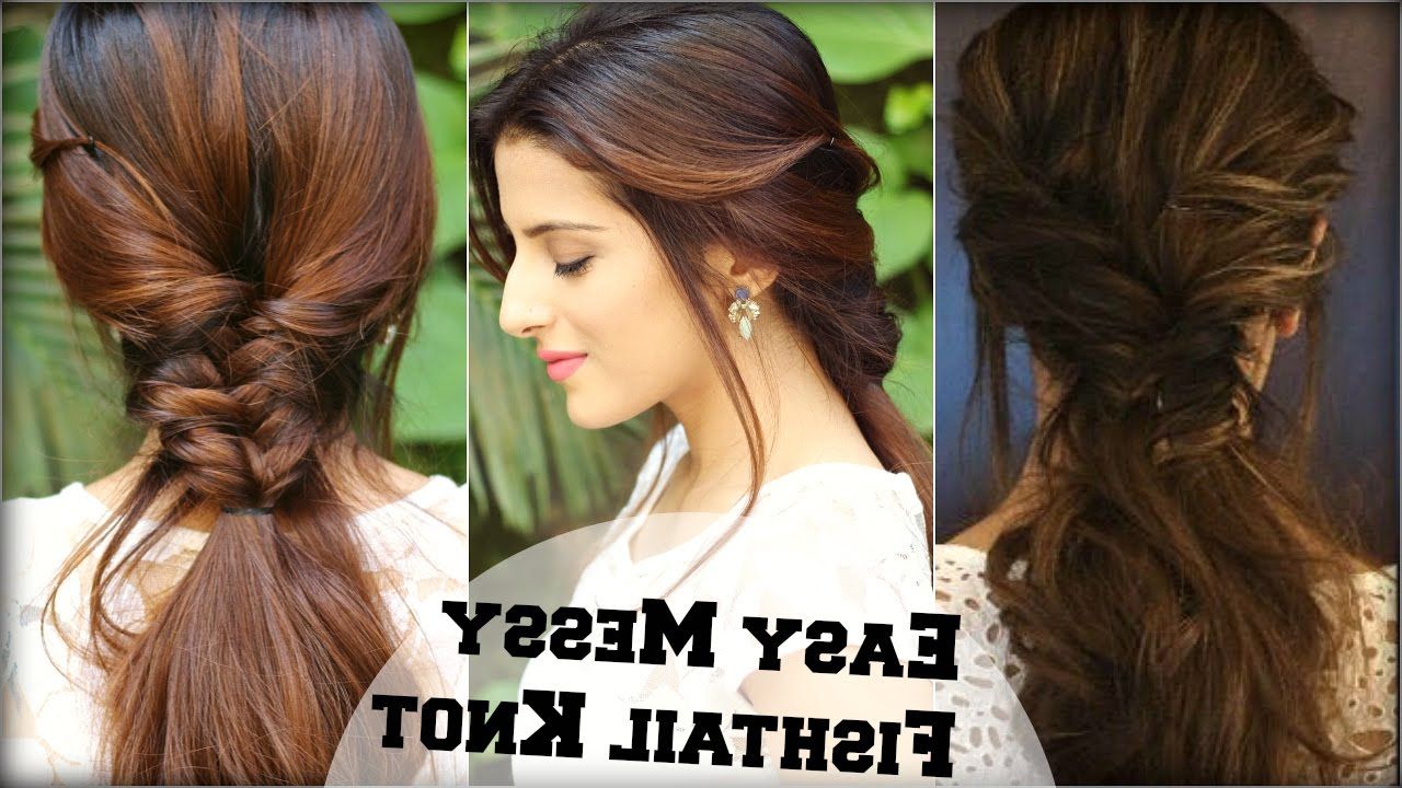 Easy Everyday Messy Fishtail Ponytail For School, College, Work/ Deepika  Padukone/ Indian Hairstyles Regarding Preferred Messy Fishtail Hairstyles For Oblong Faces (View 9 of 20)