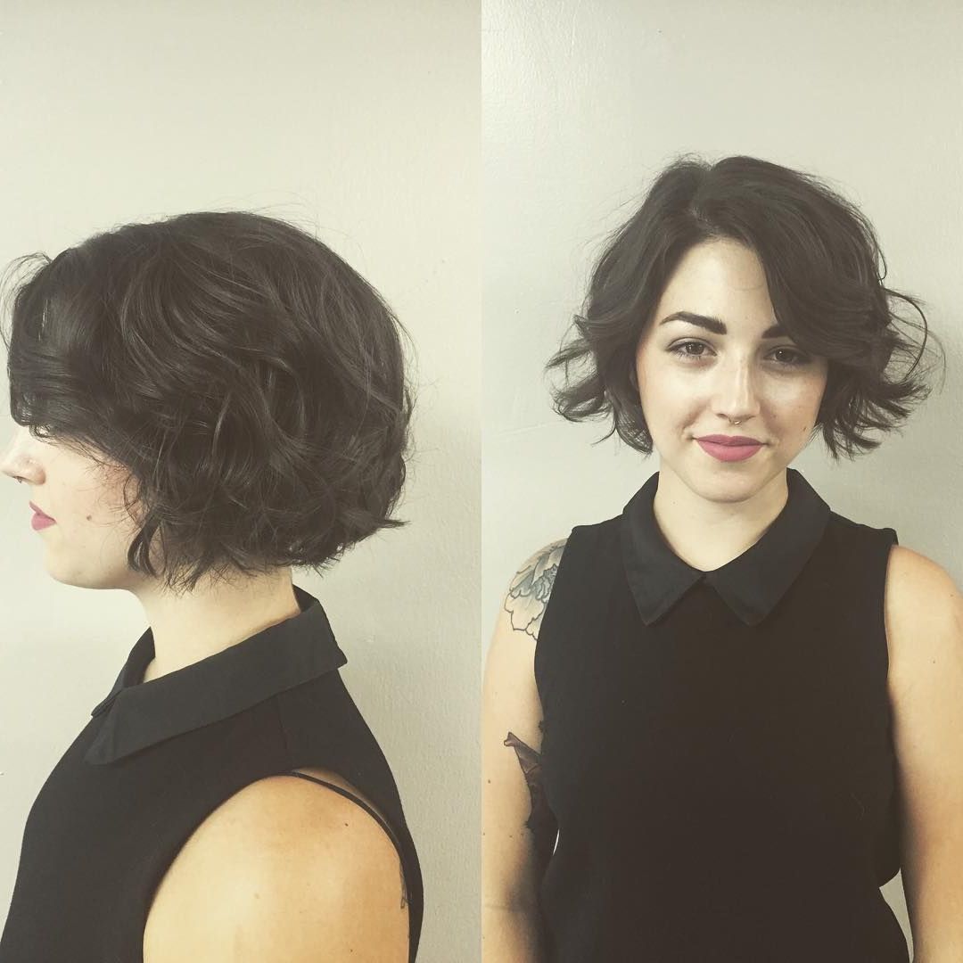 Thick, Wavy, Dark Brown Hair In A Chin Length Bob (View 7 of 20)