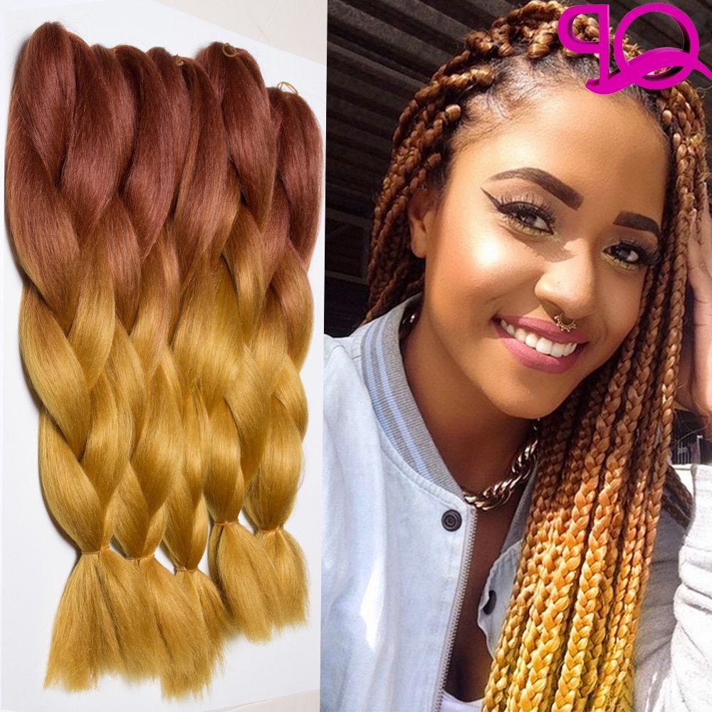 10pcs Brown/blond Two Tone Kanekalon Jumbo Braid 24 Inch Intended For Preferred Two Ombre Under Braid Hairstyles (View 7 of 20)