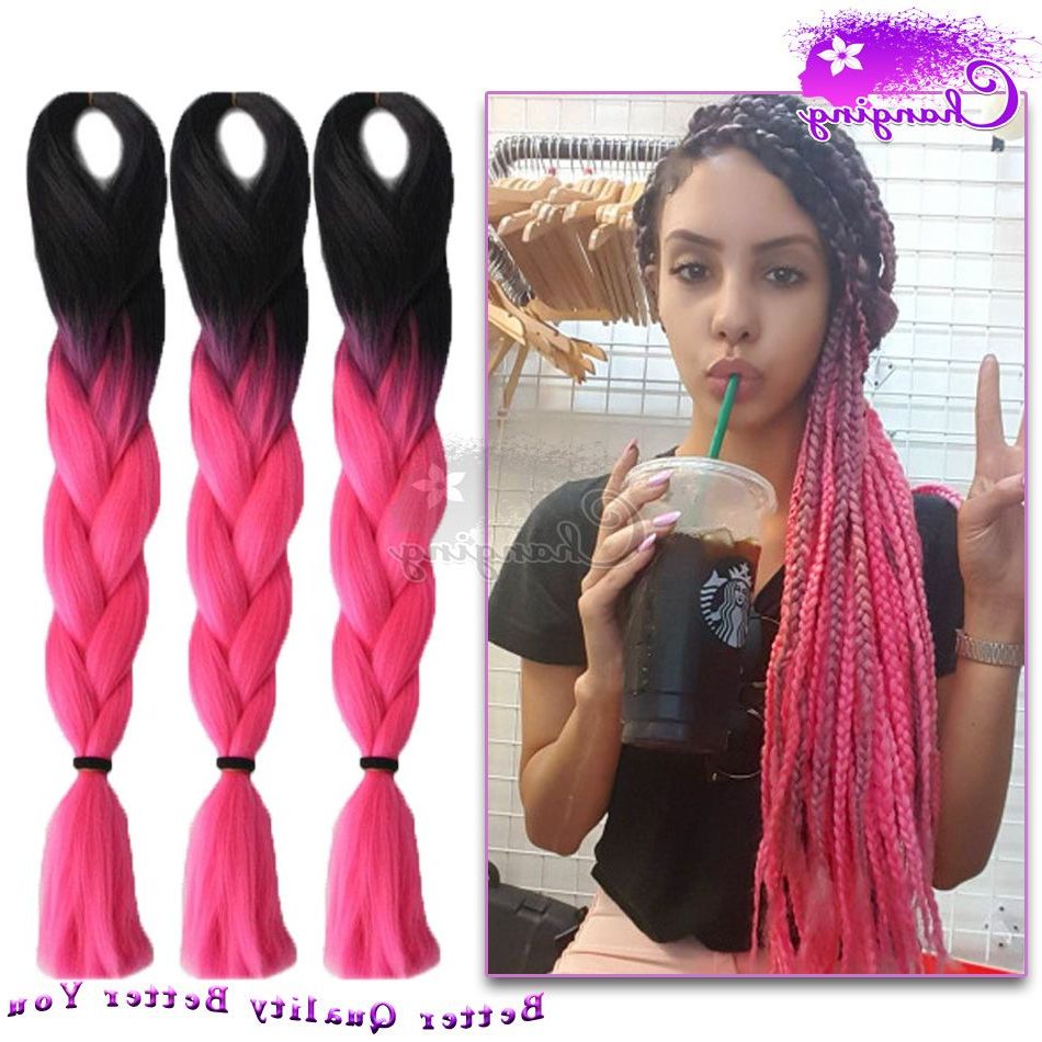 10pcs/lot Ombre Kanekalon Braiding Hair 1b/pink Kanekalon For Most Current Two Ombre Under Braid Hairstyles (View 13 of 20)