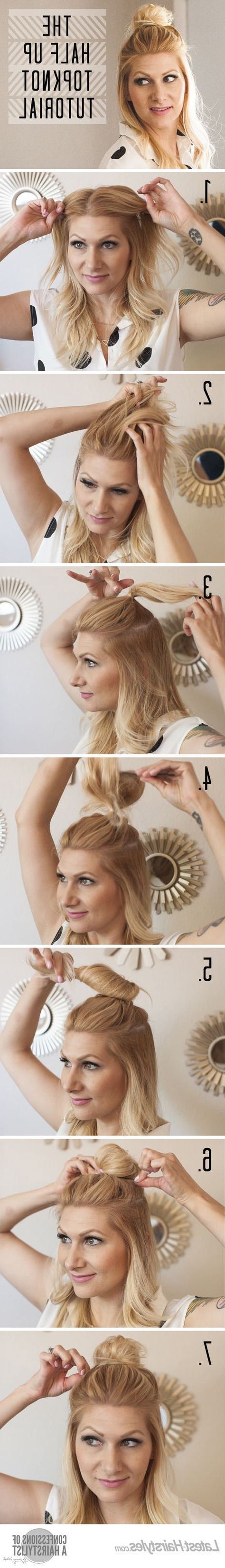 17 Tutorials To Show You How To Make Half Buns – Pretty Designs For Well Known Simple Half Bun Hairstyles (View 17 of 20)