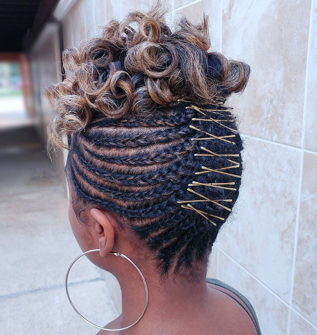 20 Braids For Curly Hair That Will Change Your Look Throughout Famous Cornrows Tight Bun Under Braid Hairstyles (View 12 of 20)